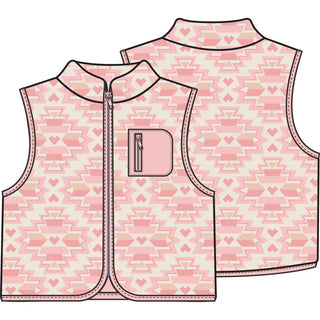 Southwest Pink Fleece - Fleece Zip Vest