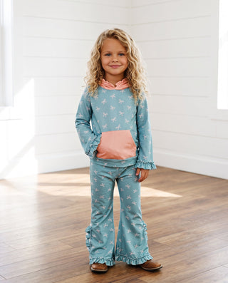 Teal Bow Lucy Hooded Set
