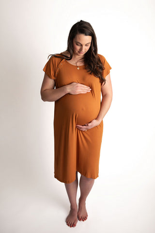 Saddle Tan Mommy Labor and Delivery Nursing Hospital Gown