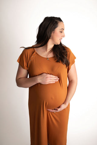 Saddle Tan Mommy Labor and Delivery Nursing Hospital Gown