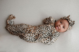 Leopard Knotted Newborn Baby Gown