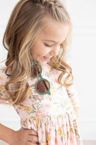 Pretty Peachy 3/4 Sleeve Pocket Twirl Dress