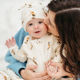Island Leaf Cotton Stretch Knotted Beanie Hat