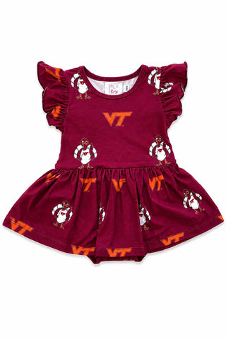 Virginia Tech Maroon Hokie S/S Flutter Twirl Bodysuit