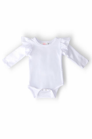 White L/S Flutter Bodysuit