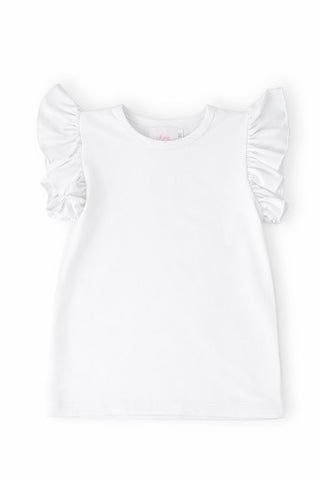 White S/S Ruffle Tee