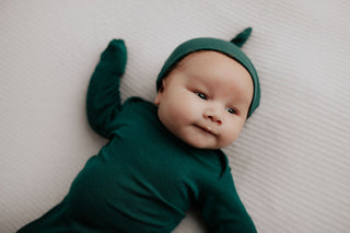 Forest Green Knotted Newborn Baby Gown