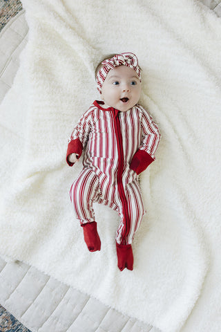Red Stripe Bamboo Zipper