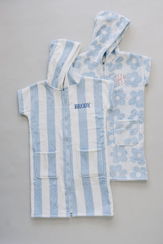 Seaside Stripe Zip-Up Organic Cotton Beach Poncho