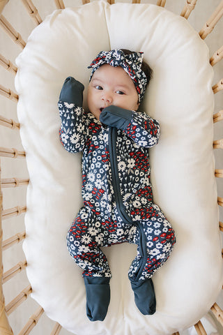 Americana Floral Ribbed Bamboo Zipper