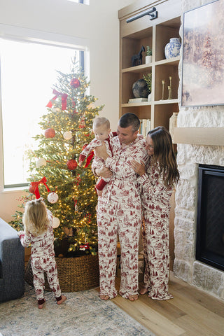 Holiday Toile Ribbed Bamboo Cozy Set