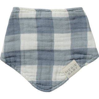 Dusty Blue Gingham Muslin Bib