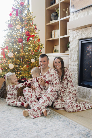 Holiday Toile Ribbed Bamboo Cozy Set