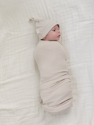 Taupe Ribbed Bamboo Stretch Swaddle