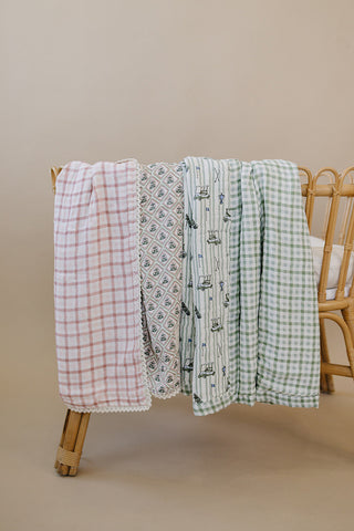 Tee Time + Green Gingham Muslin Quilt