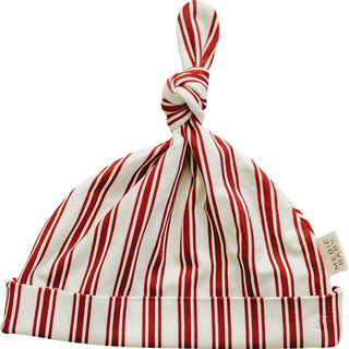 Red Stripe Bamboo Newborn Knot Hat