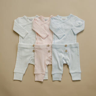 Blue Stripe Pointelle Layette Set