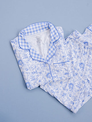Bamboo Women's Pajamas| Blue Flowers