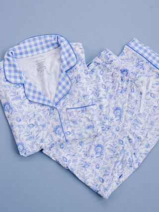 Bamboo Women's Pajamas| Blue Flowers