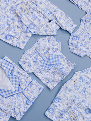 Bamboo Zip Romper | Blue Flowers
