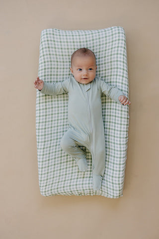 Green Gingham Muslin Changing Pad Cover