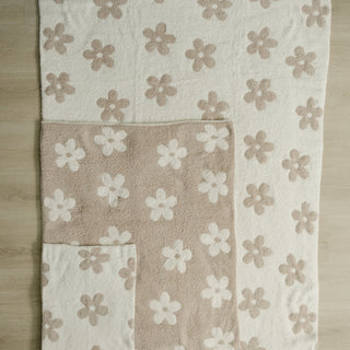 Taupe Daisy Plush Blanket