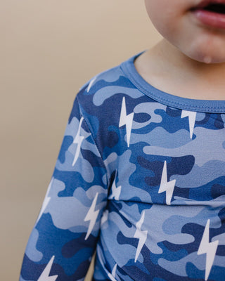 Bamboo Two Piece Set | Blue Camo Bolts
