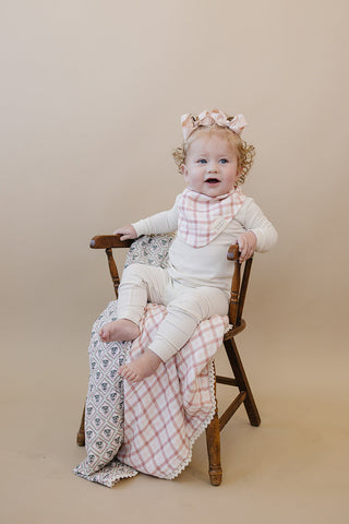 Pink Gingham Classic Muslin Bib