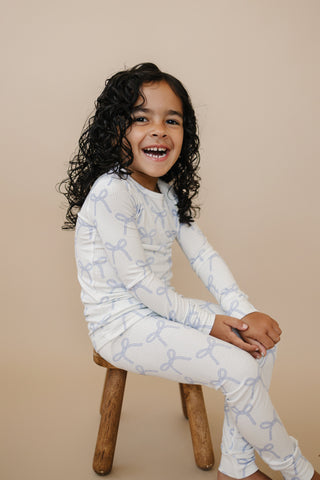 Blue Belle 2pc Ribbed Bamboo Pajamas