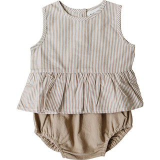 Tan Stripes Peplum Set
