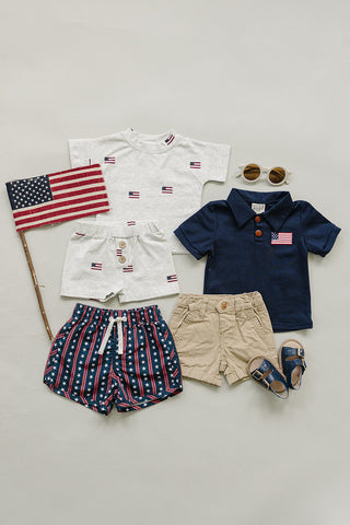 Navy Flag Polo