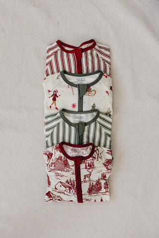 Red Stripe Bamboo Zipper