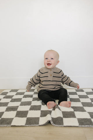 Brown + Charcoal Stripe Knit Sweater