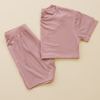 Women's Ribbed Bamboo Pajama Top & Bottom Set