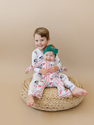 Bamboo Zip Romper | Retro Candy Cane