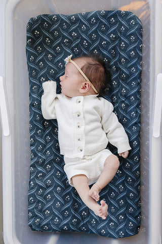 Navy Berry Muslin Swaddle Blanket