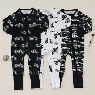 Bamboo Zip Romper | Race Cars