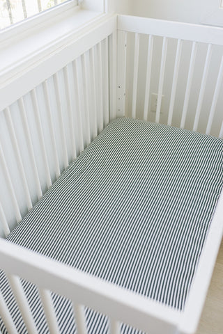 Green Stripes Muslin Crib Sheet