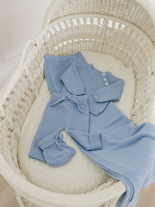 French Blue Knit Blanket