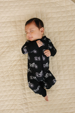 Bamboo Zip Romper | Born to Ride Black