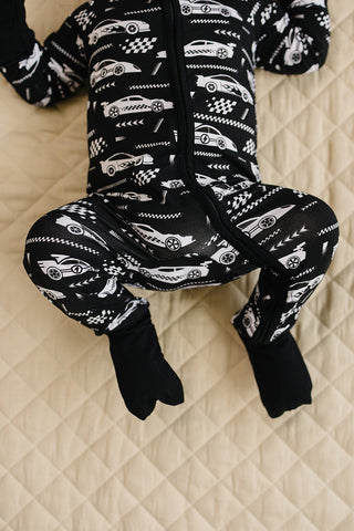Bamboo Zip Romper | Race Cars