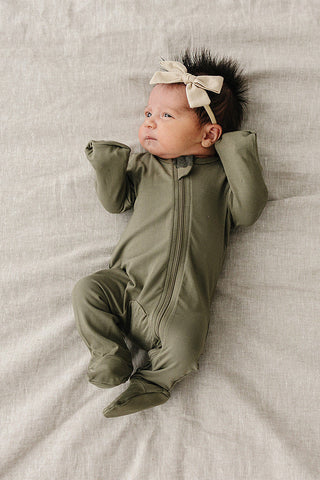 Olive Bamboo Footed Zipper