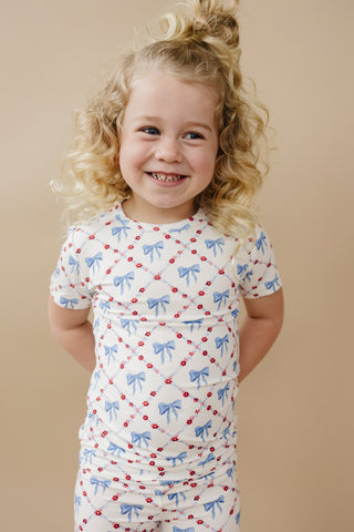 Red White & Bows 2pc Bamboo Pajamas