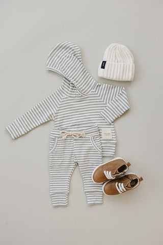 Grey Striped Hooded Set