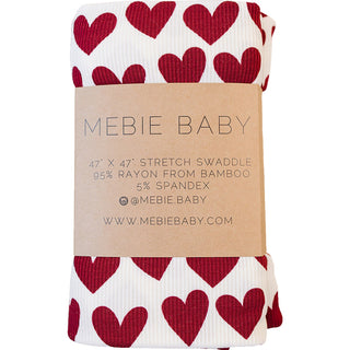 Hearts Ribbed Bamboo Stretch Swaddle