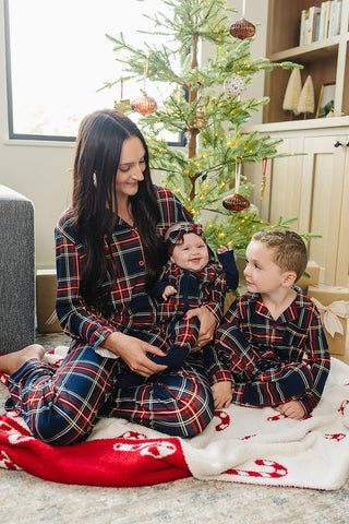 Christmas Plaid Collared Lounge Set