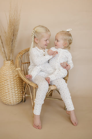 Vintage Blooms 2pc Henley Bamboo Pajamas - Sizes Newborn & Up!