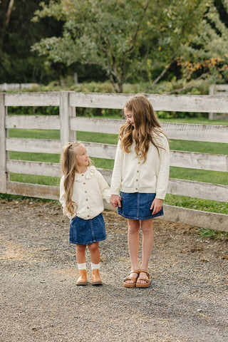 Cream Ruffle Knit Cardigan