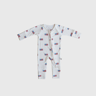 Bamboo Zip Pajamas | Americana Ribbed