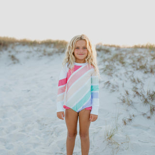 Zip Rash Pastel Stripe Swimsuit
